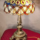 Lampe ancienne restaurer bronze massif 52x30 abat jour style tiffany