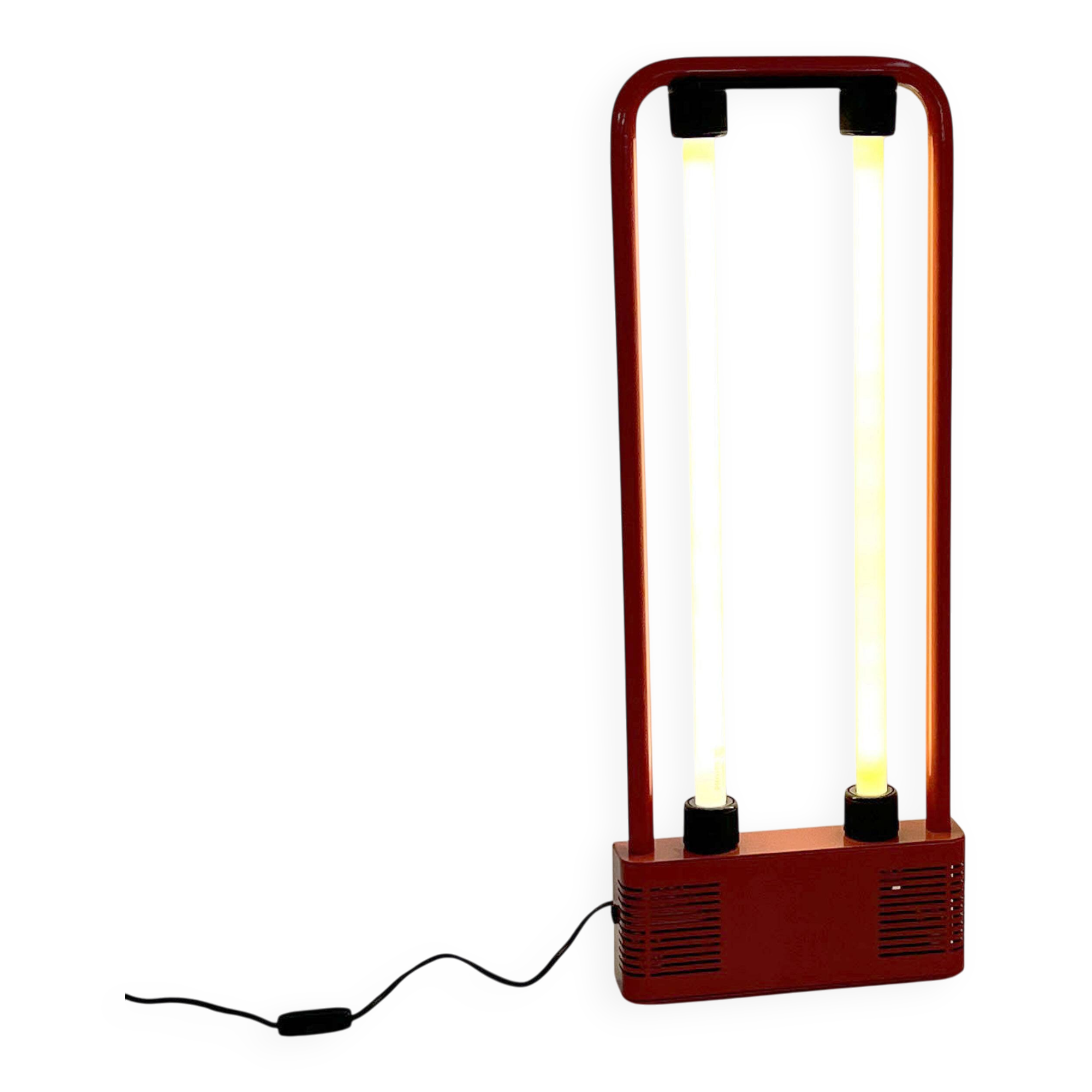 Lampe néon rouge par Gian N. Gigante pour Zerbetto, 1980