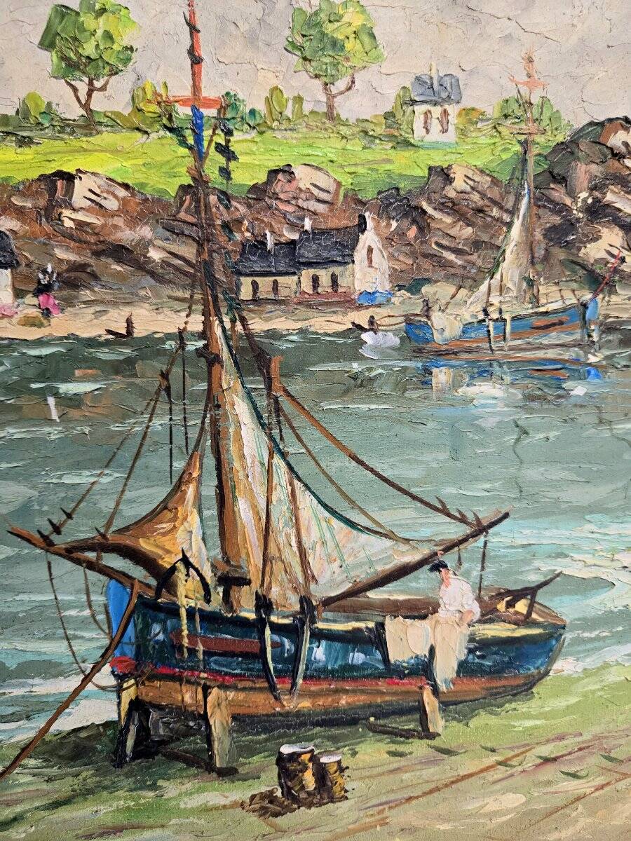 Charles Vaniscotte: oil painting on canvas / port in Brittany