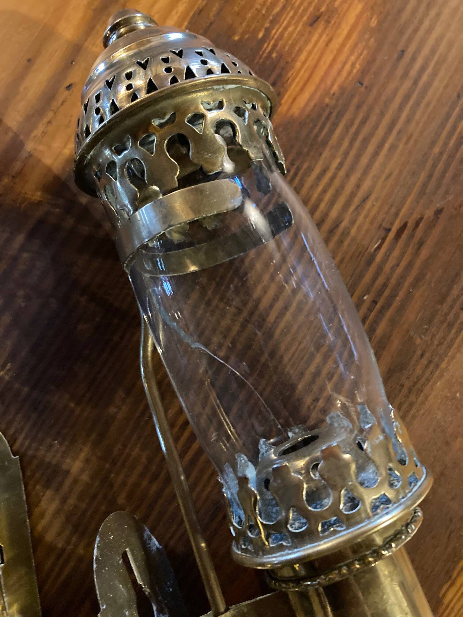 Pair of brass railway wall sconces, DLC Wagon Lit lamps