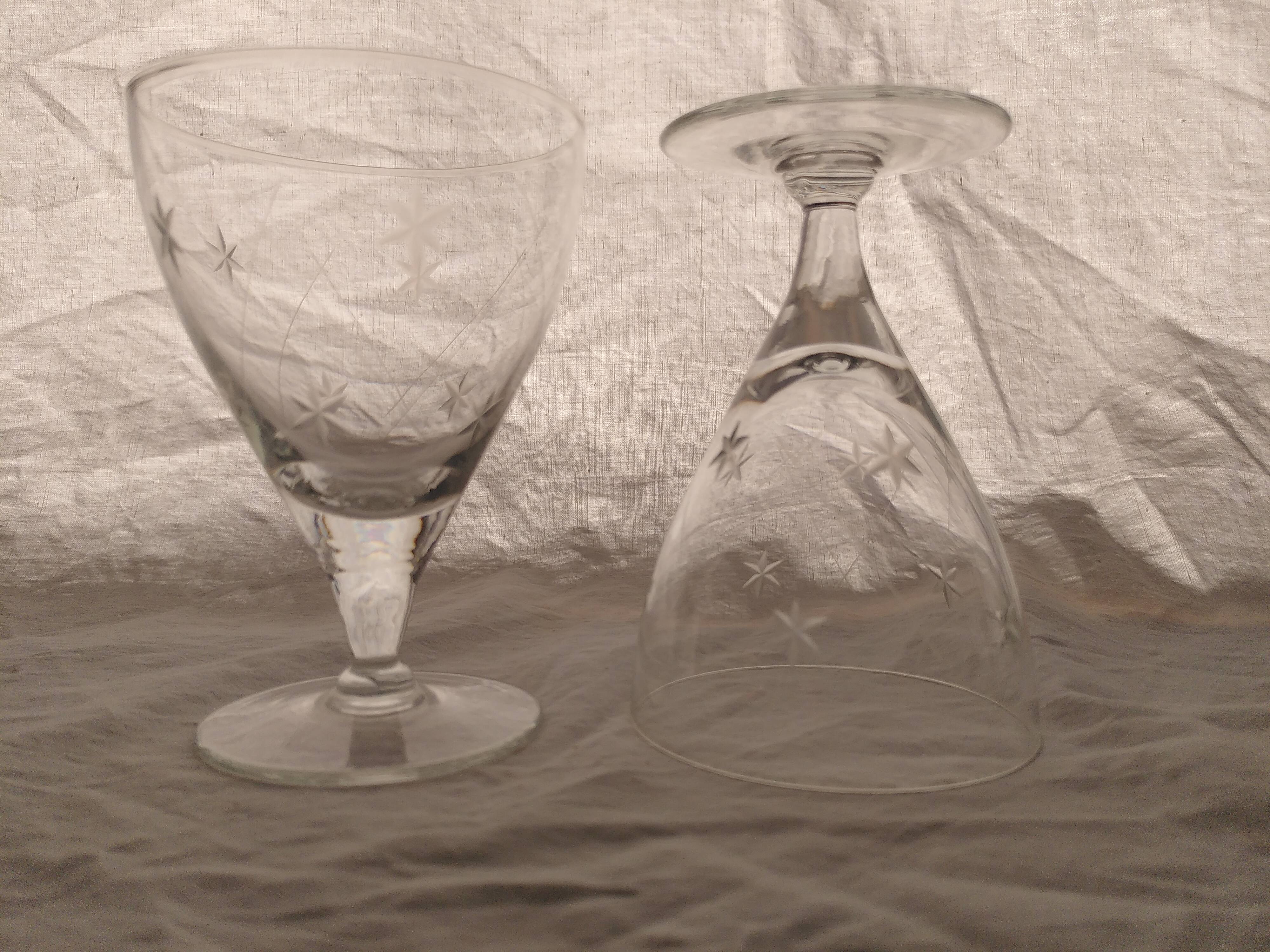 9 foot glasses with star engraving
