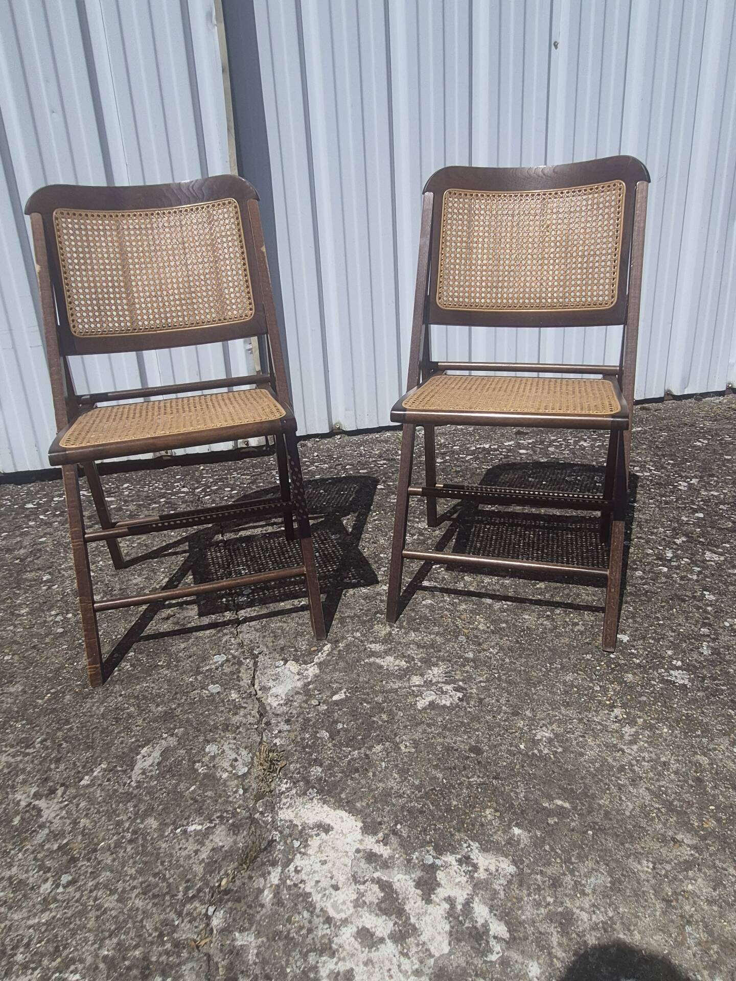 Vintage 2 chaises pliantes bois et cannage