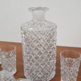 Mid-Century Set of six Glass and Carafe, Bohemia Crystal, 1950´s