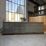 XXL walnut trade counter with multiple drawers