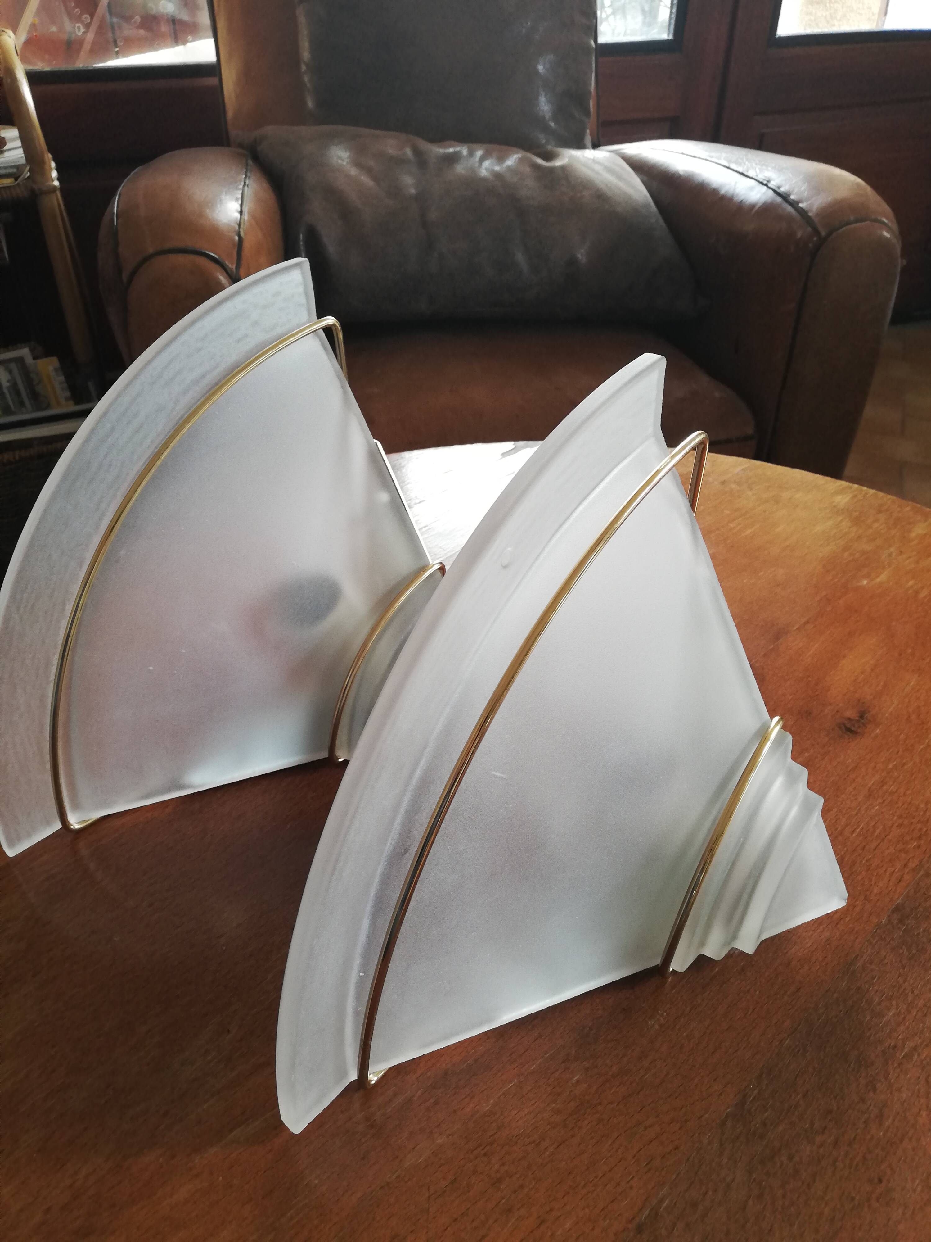 Set de 2 appliques murales d'angle 60's