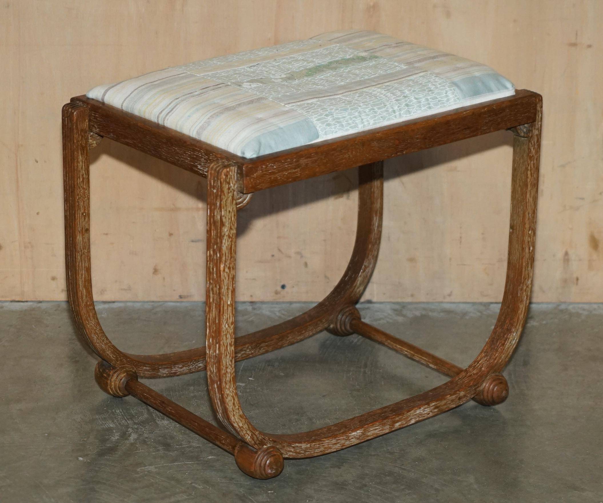 Art Deco whitewashed oak dressing table with Heal's stool.