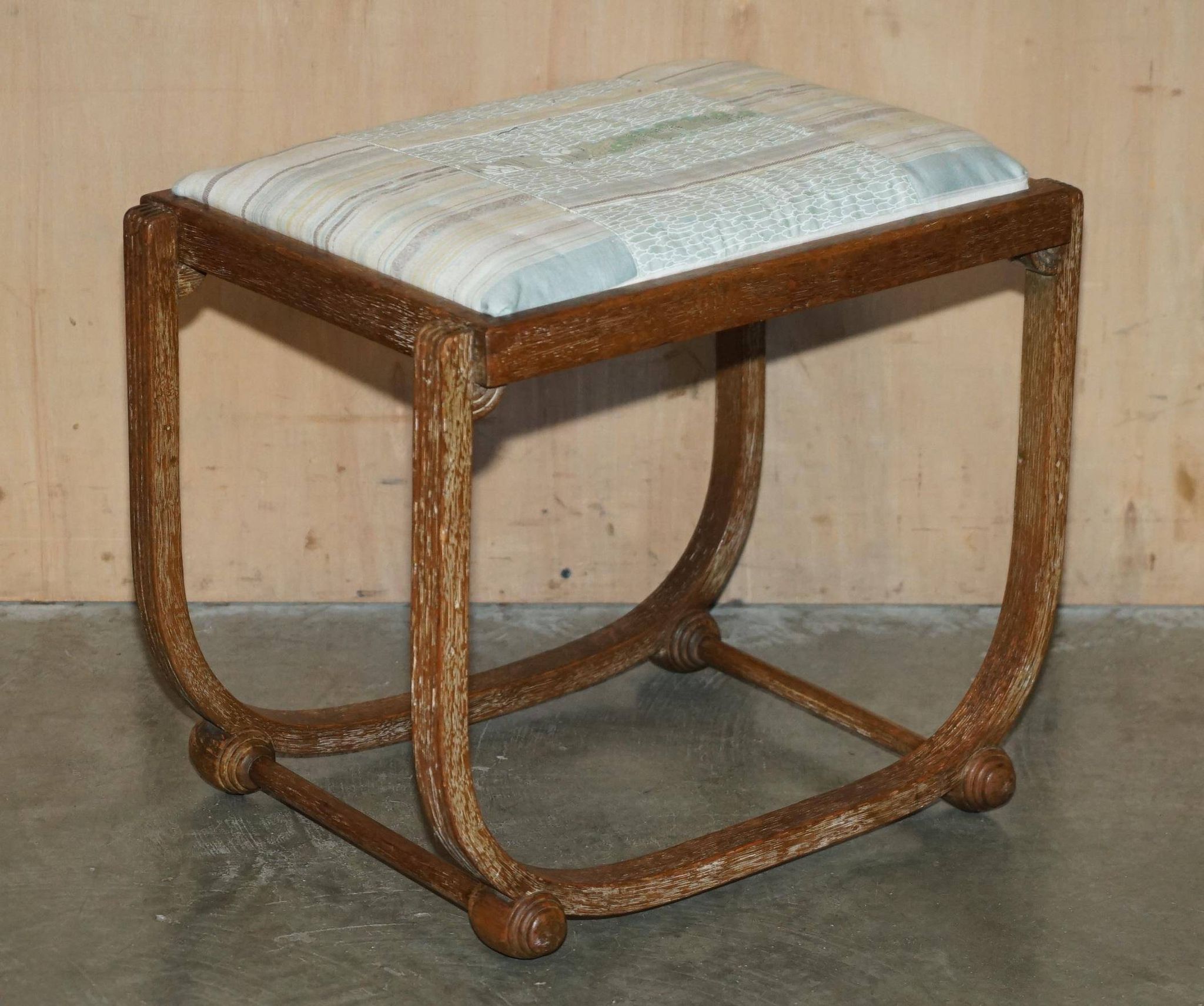 Art Deco whitewashed oak dressing table with Heal's stool.