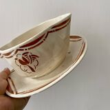 Vintage iron terracotta sauce boat and tureen set, Paradis de Badonvillier model