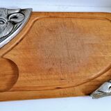 Old cutting board log wood deco metal