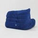 Togo Ligne Roset blue leather corner armchair by Michel Ducaroy for Ligne Roset