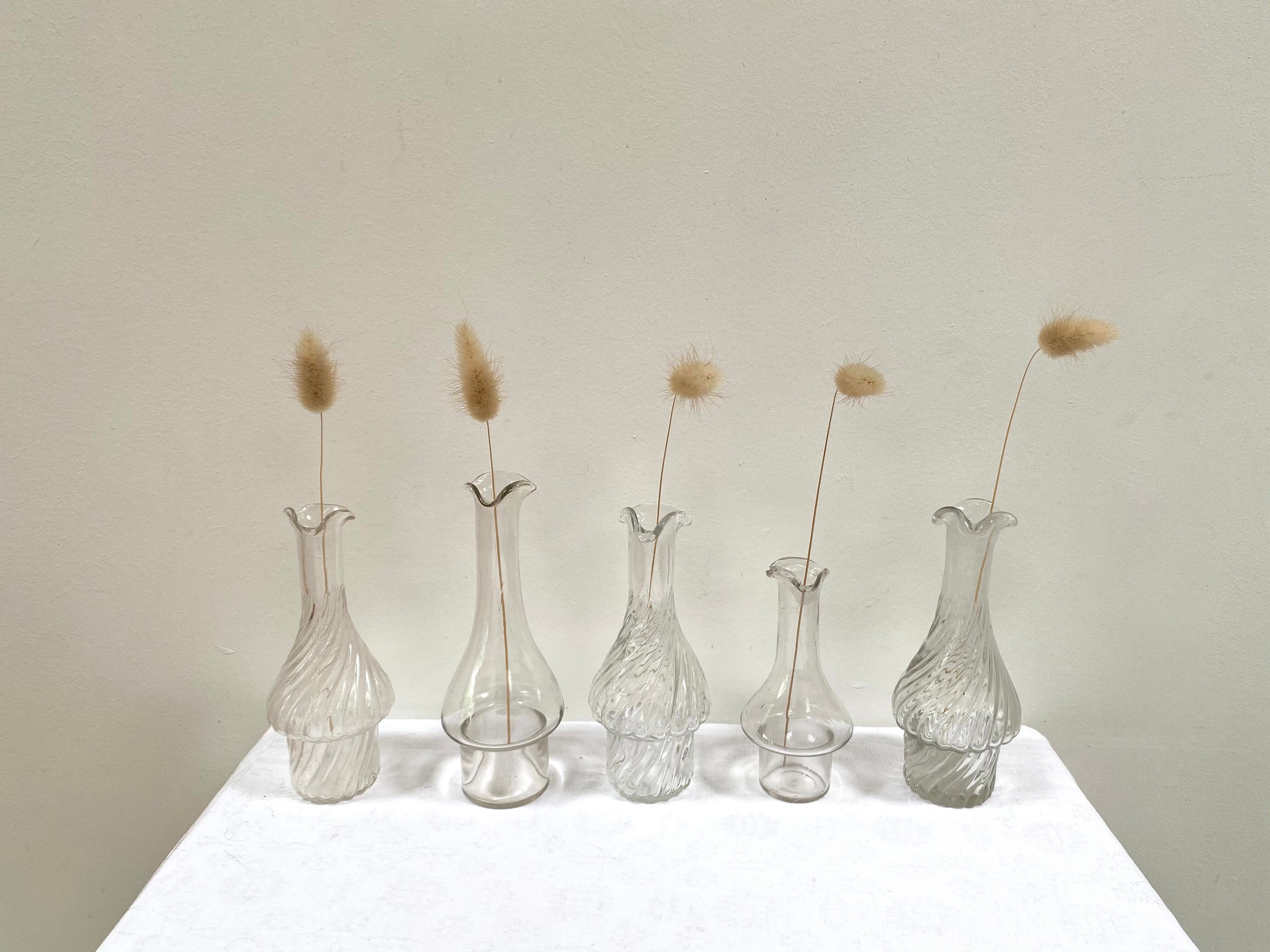 Set of 5 glass apothecary vials
