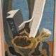Original Swedish Oil on Canvas – "Aqave" by Marit Wahlström Schönbäck – Signed – Dated 1969 – Framed – 37 × 64 cm
