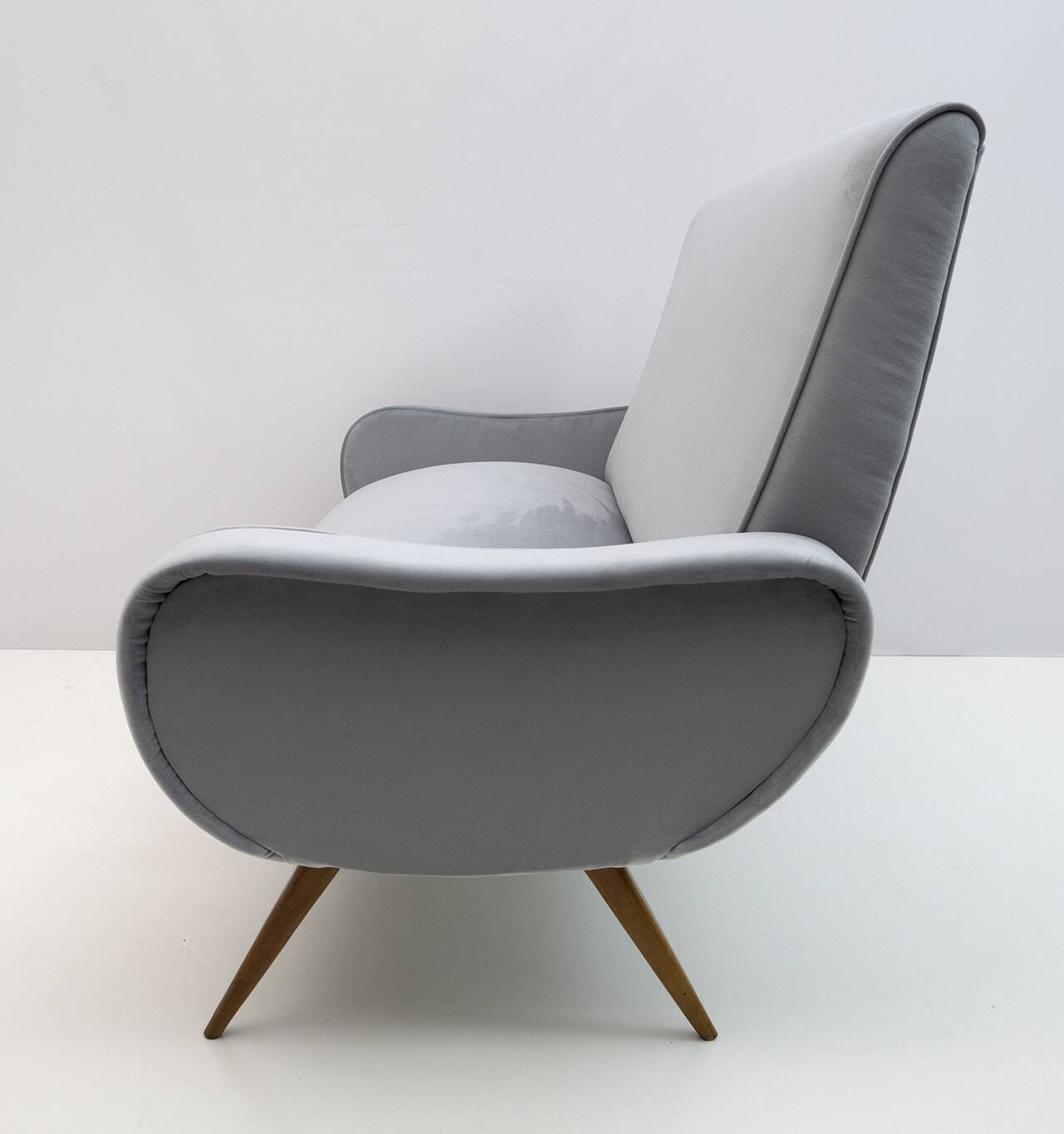 Marco Zanuso Style Mid-Century Modern Velvet Sofa "Lady", 50s