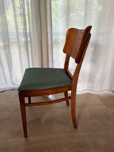 6 beech and teak chairs - Denmark 1940s