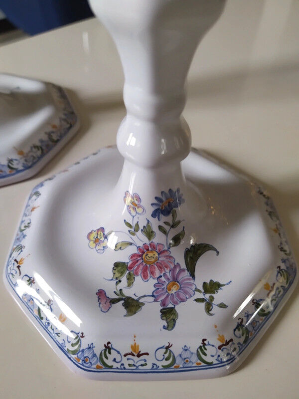 Pair of candlesticks Moustiers