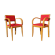 Paire de fauteuil bridge en Skaï rouge