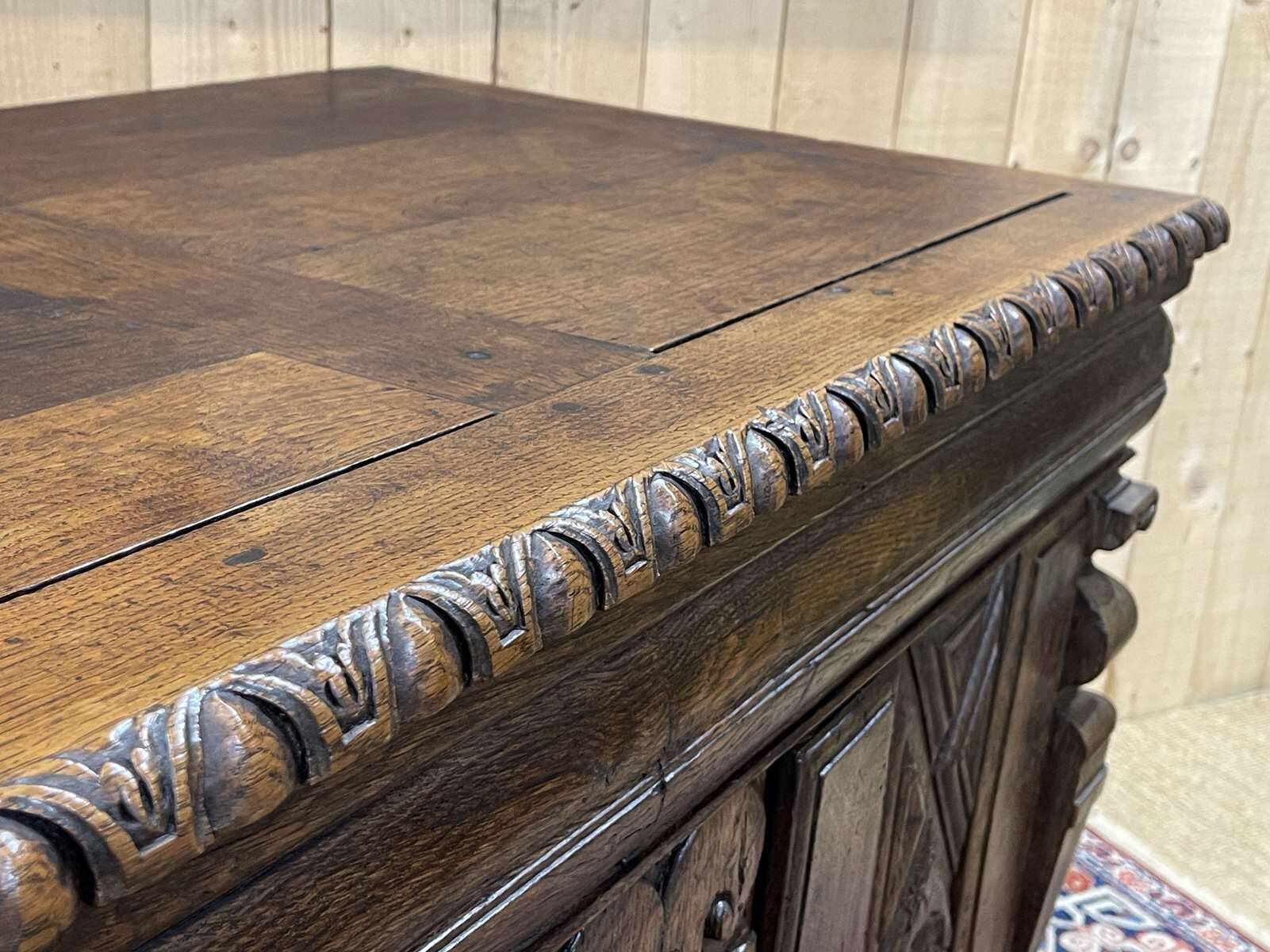 Late 17th century Renaissance oak chest transformed into a sideboard