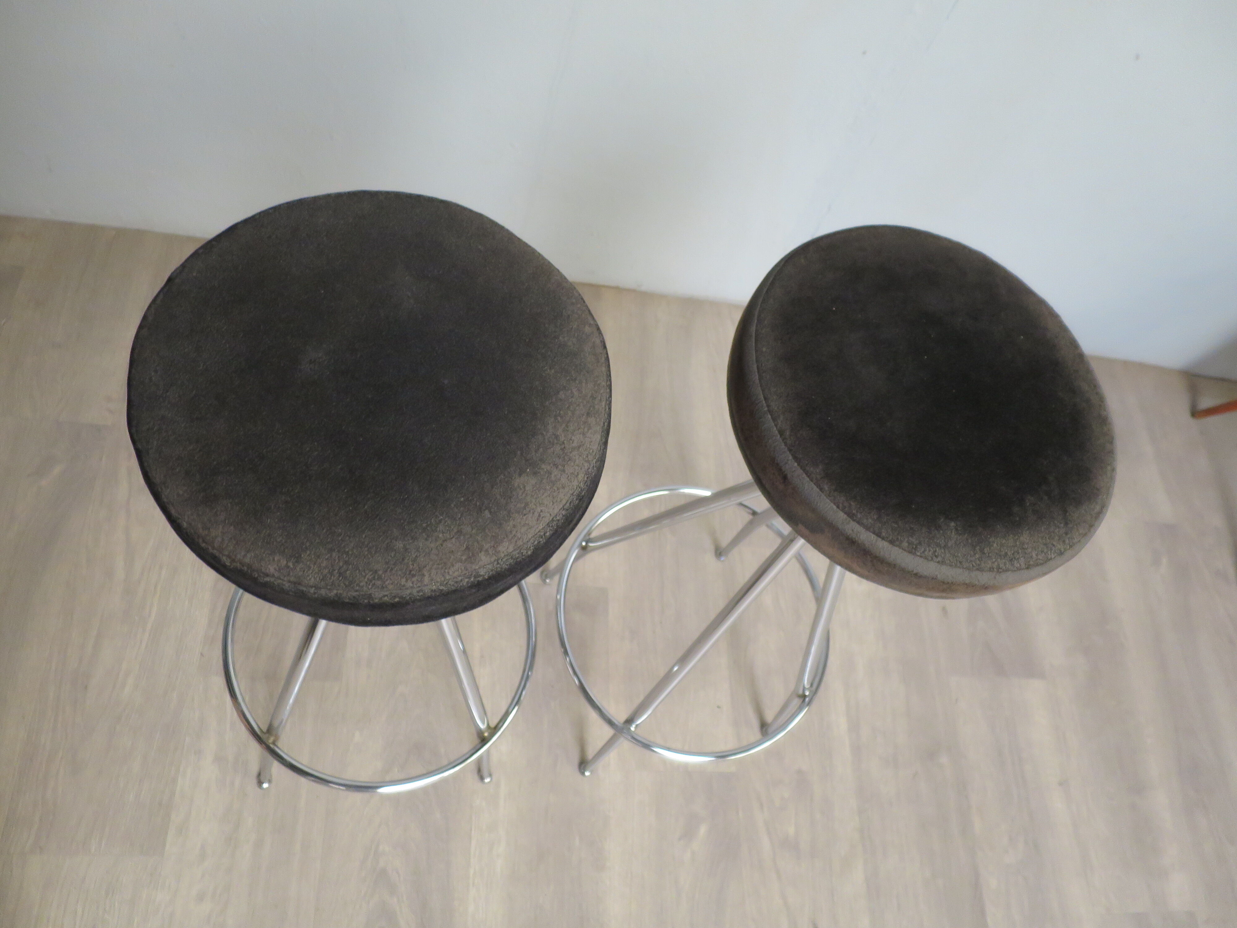 Pair of 60s chrome designer stools