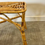 Table basse carrée vintage en bambou italien, années 1960.