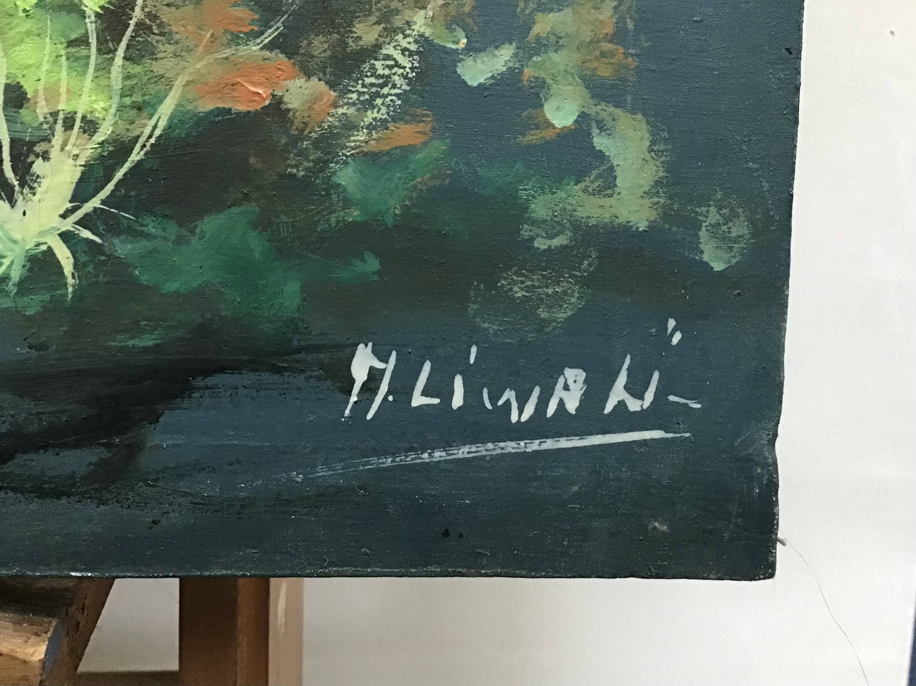 Congolese School Aquatic fauna Oil on canvas signed