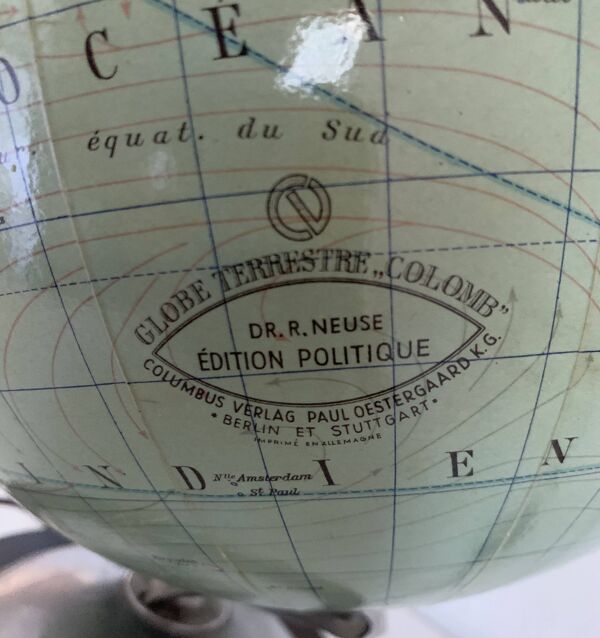 Globe vintage 1950 terrestre verre Colomb édition politique mappemonde - 34