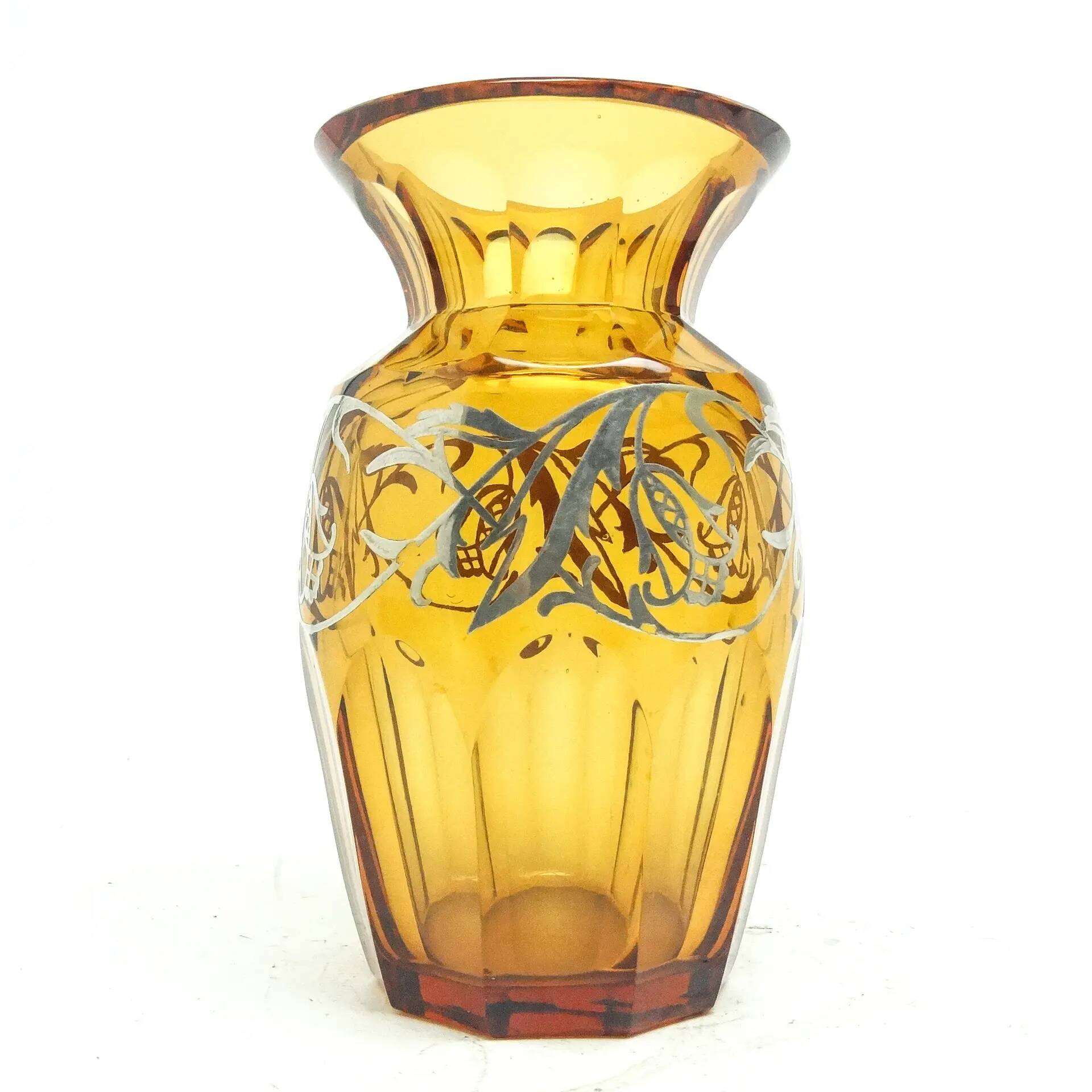 Art déco vase, honey crystal, Poland, 1930s