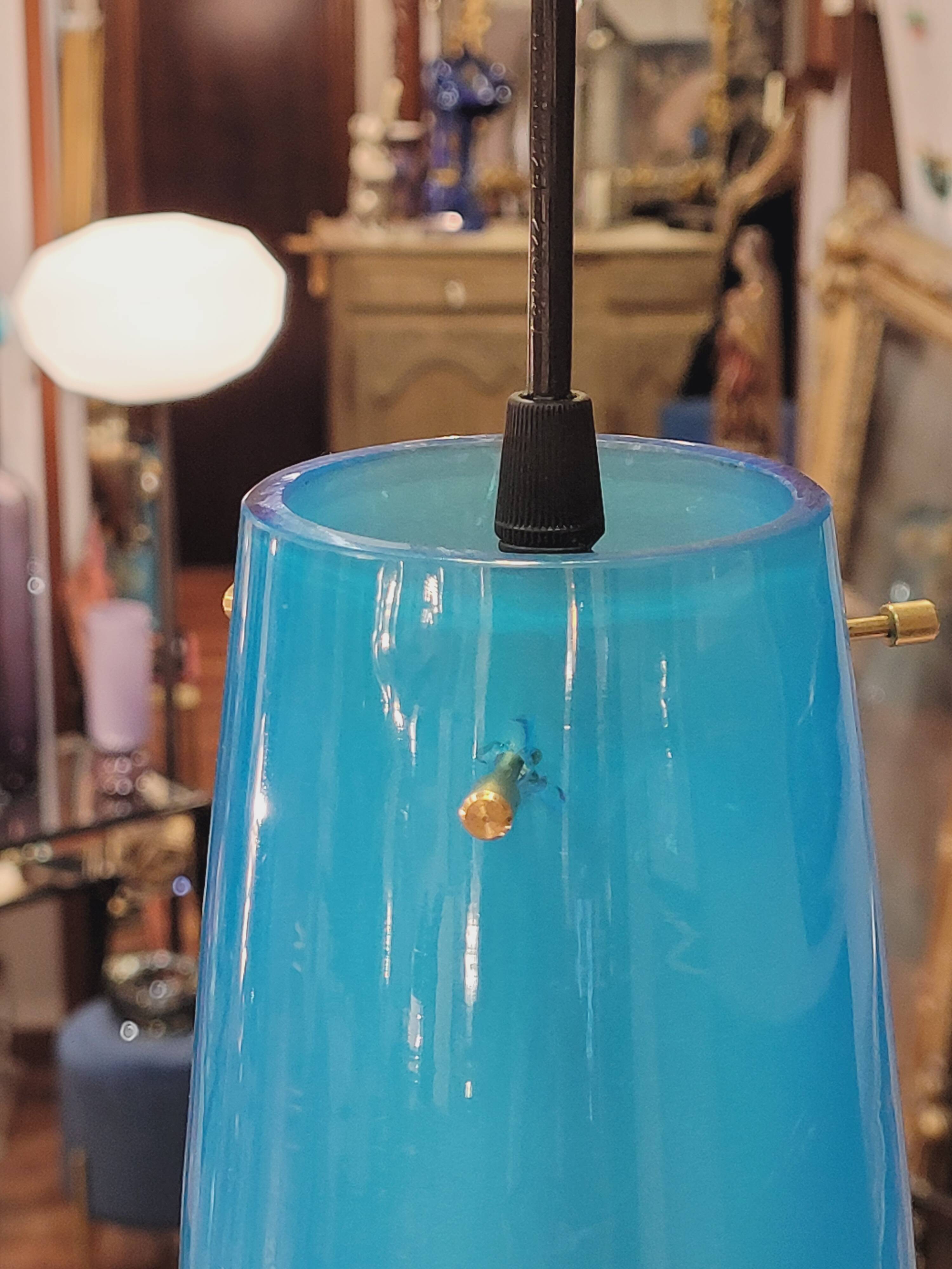 Blue tech lamp, Murano crystal, Vetreria Vistosi, 70's – Italy
