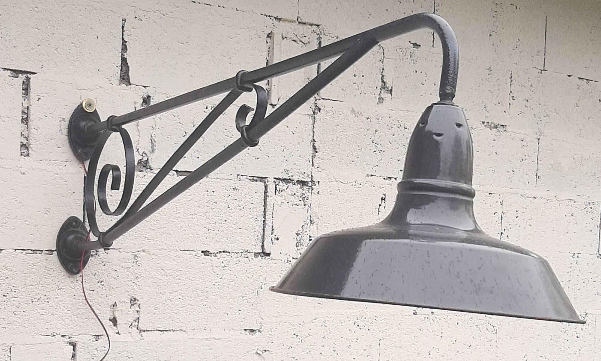 large wrought iron gallows lamp