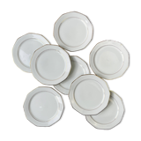 8 Assiettes plates en porcelaine Winterling Marktleuthen Bavaria blanches dorées