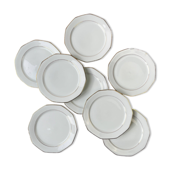 8 Winterling Marktleuthen Bavaria white gold porcelain dinner plates