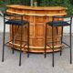 Vintage brutalist bar counter in solid wood from the 1980s.