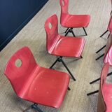 Set of 6 S30 Galvanitas chairs in raspberry red and grey from the 70s