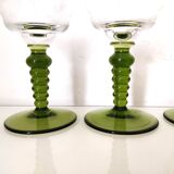 Set of 4 crystal glasses with green foot