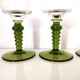 Set de 4 verres en cristal au pied vert