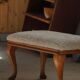 Danish rococo-style bench, cabriole legs and lambswool seat, early 20th century.