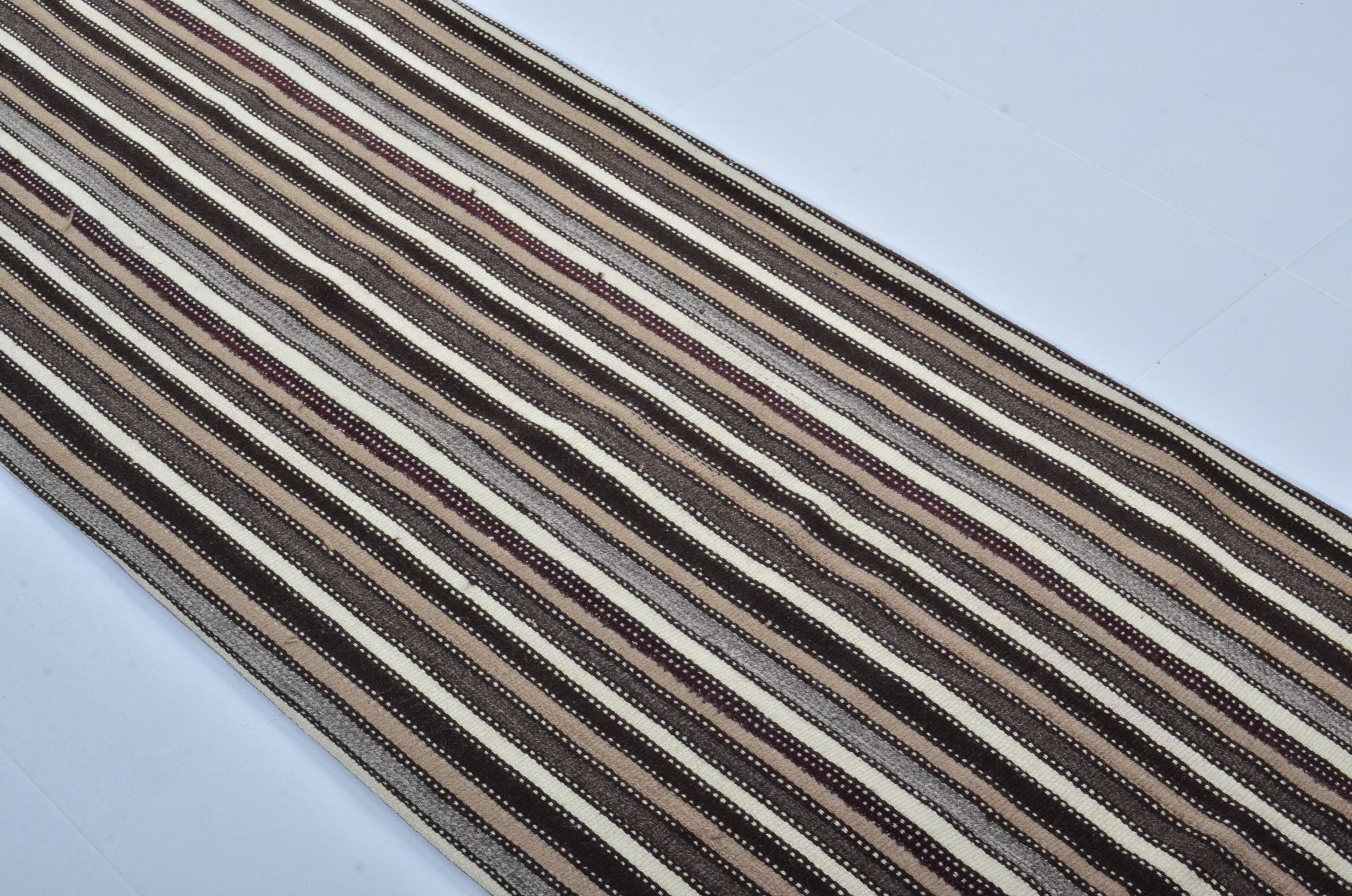 Vintage Turkish Wool Stripe Kilim Rug sku3379