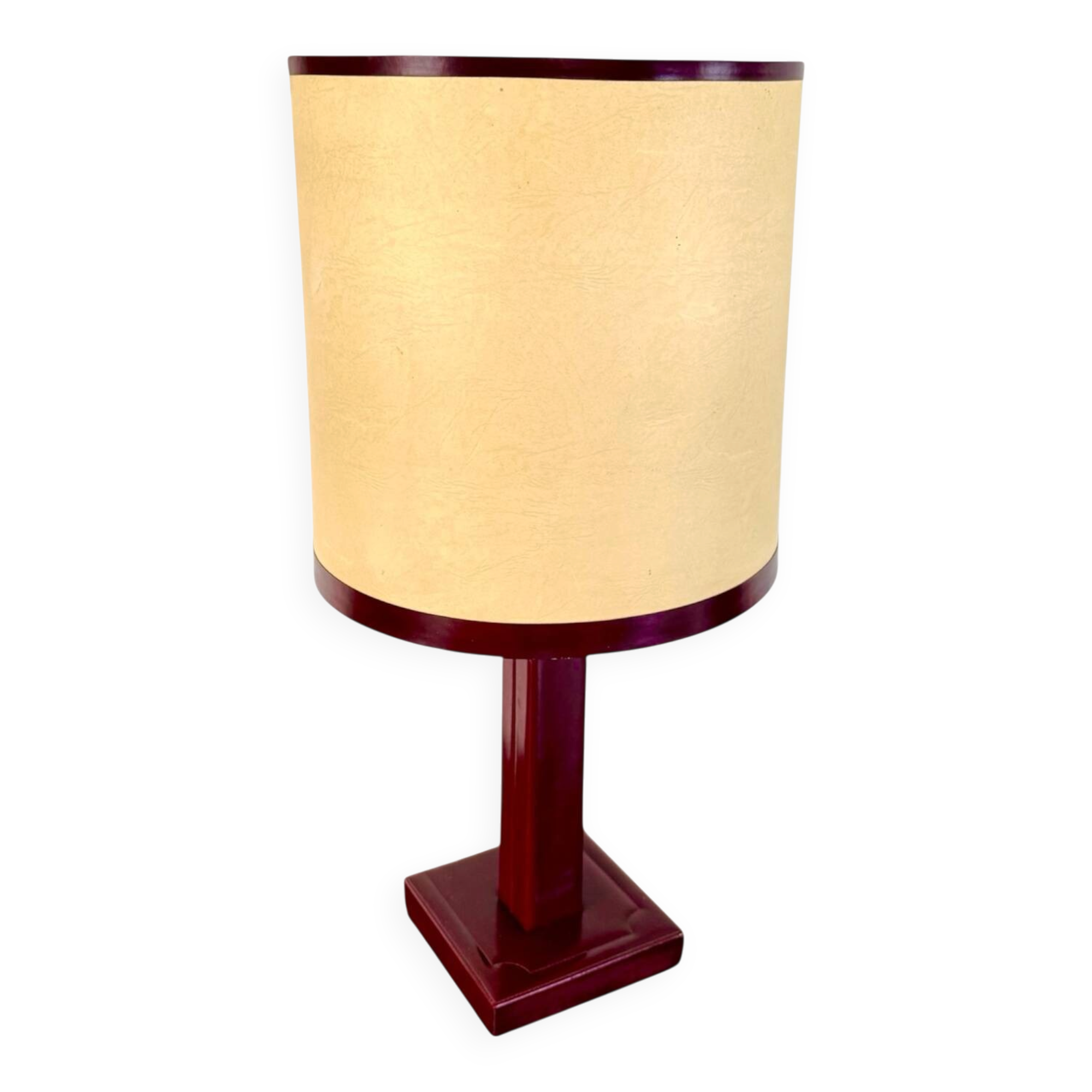 Bordeaux red leather desk lamp from Tanneur, vintage.