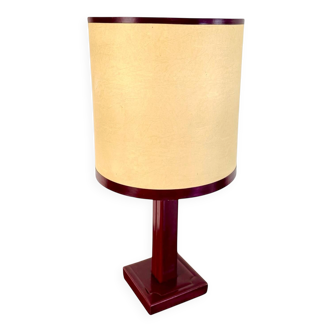 Bordeaux red leather desk lamp from Tanneur, vintage.
