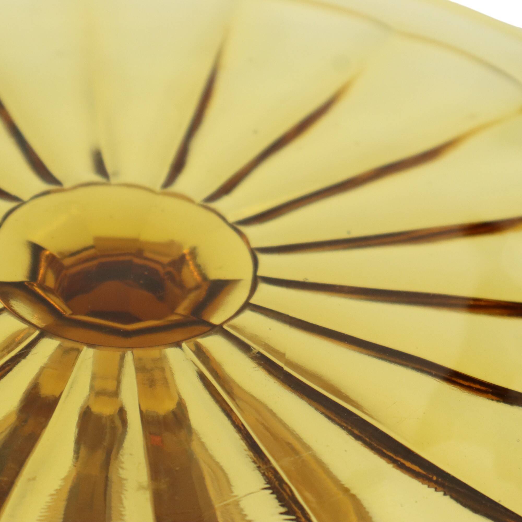 Art Deco Amber Cake Dish Depression Glass Verrerie Scailmont