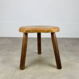 Brutalist tripod stool in solid wood