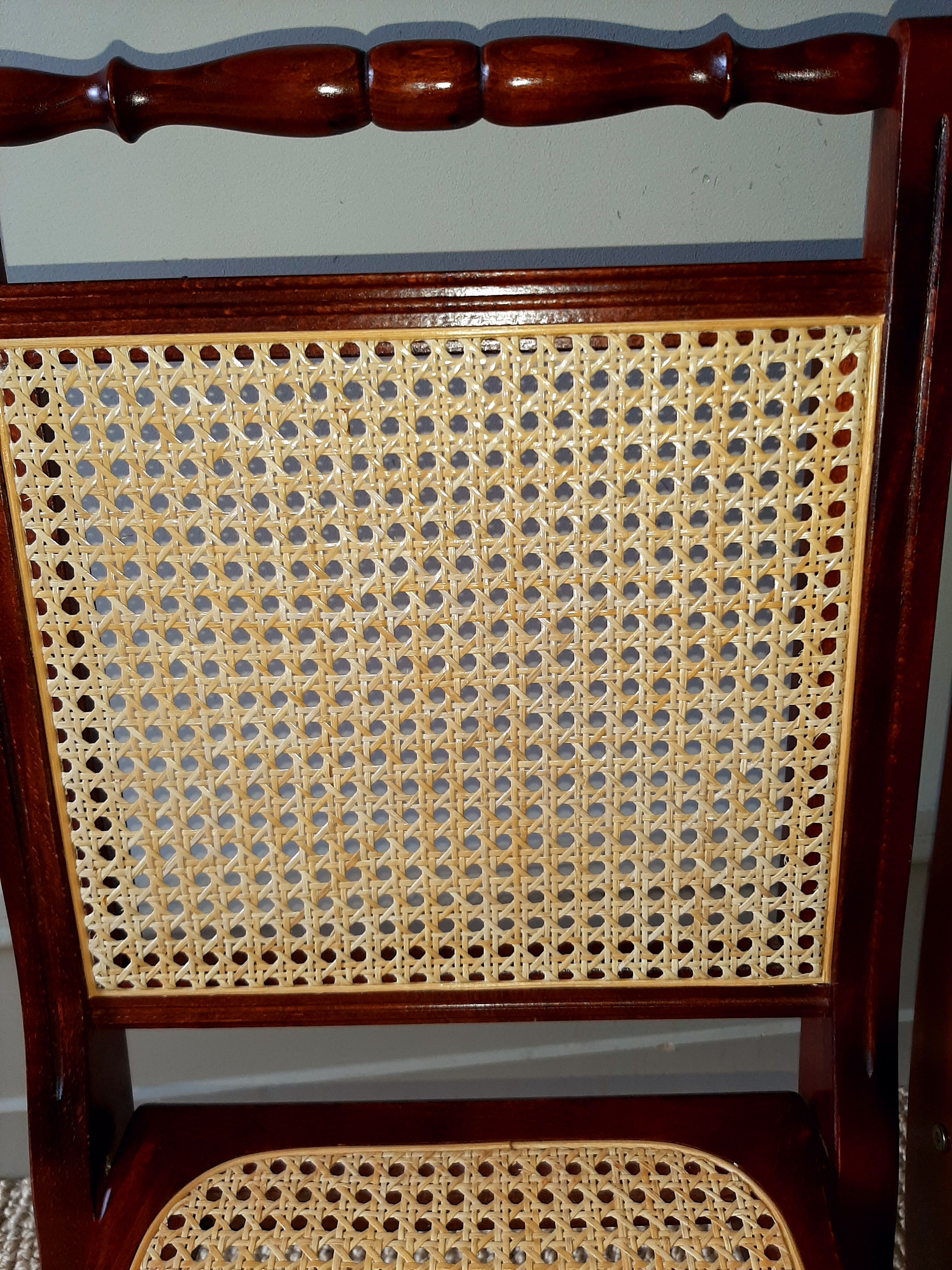 Folding wooden chairs and cannage