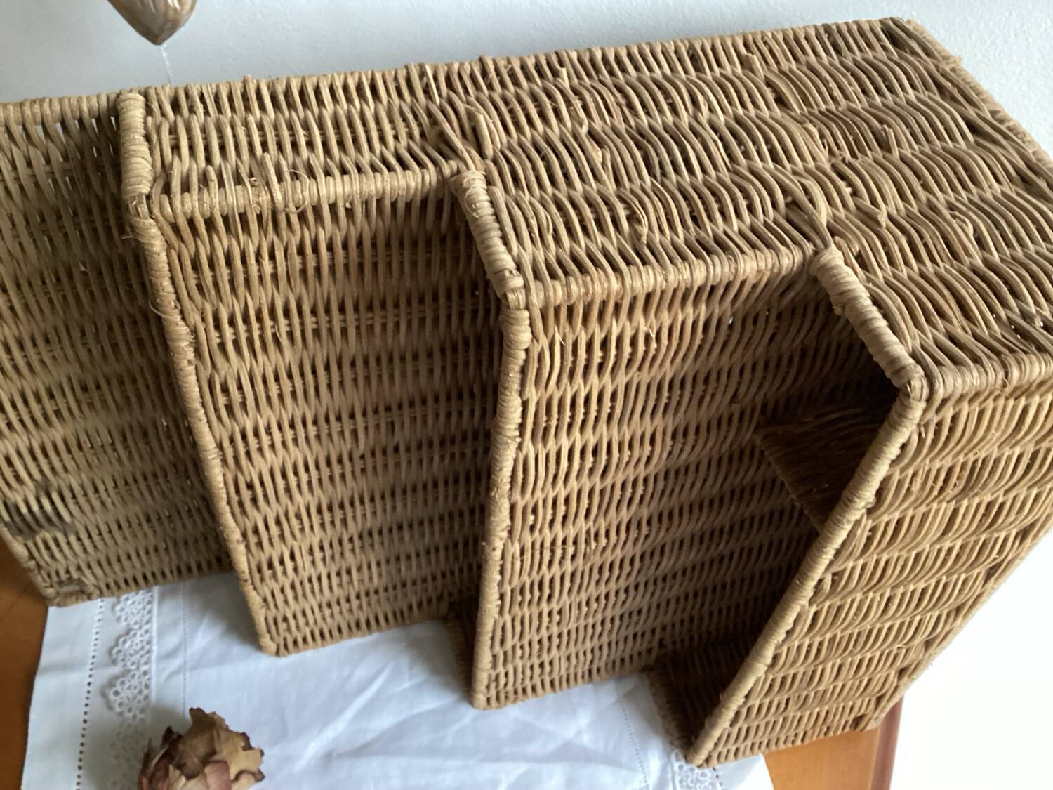 Vintage rattan mail holder
