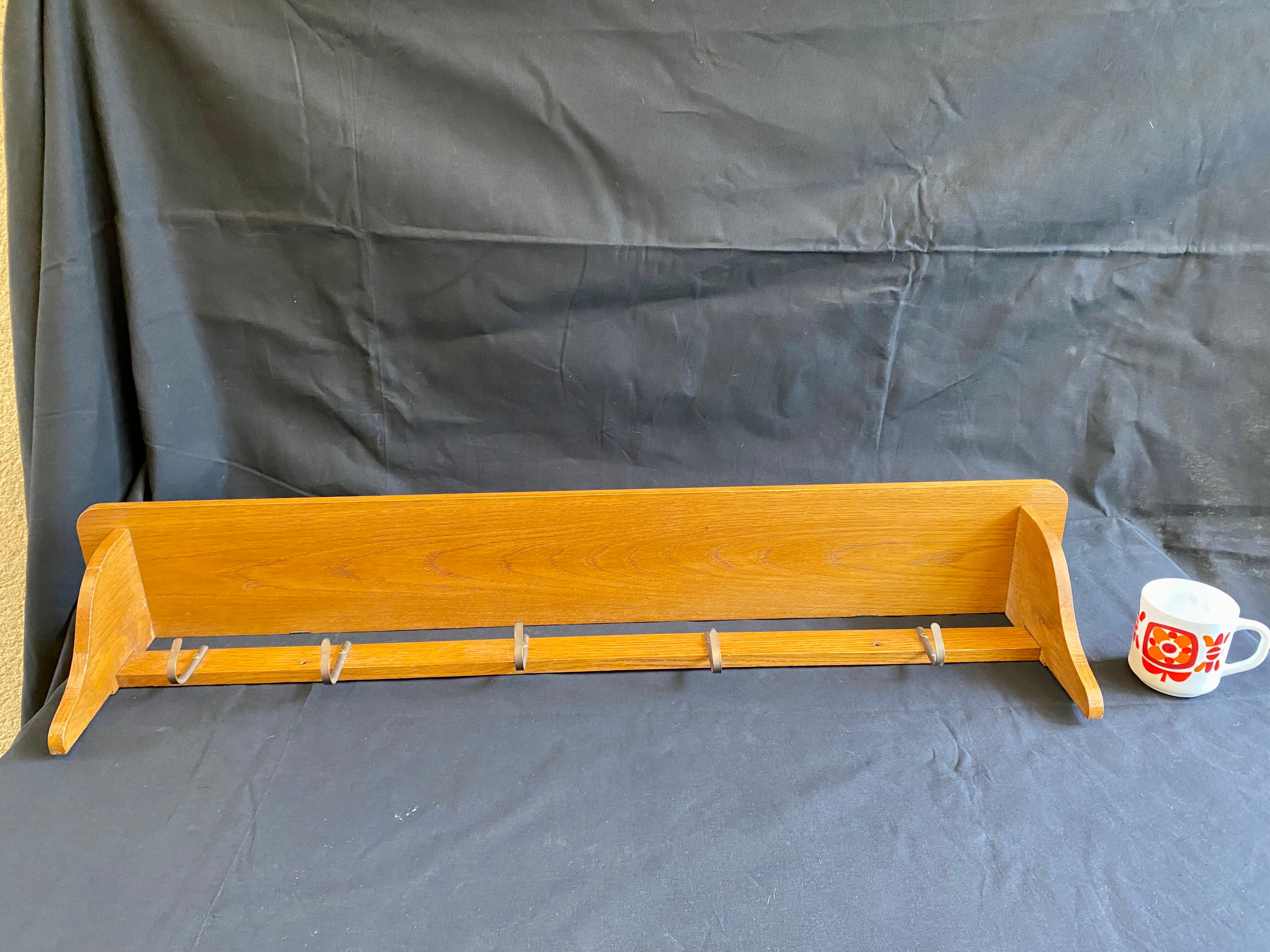 Kitchen shelf French artisanal work vintage 60s solid oak and copper