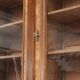 Antique English buffet/bookcase from the 19th century with original glass