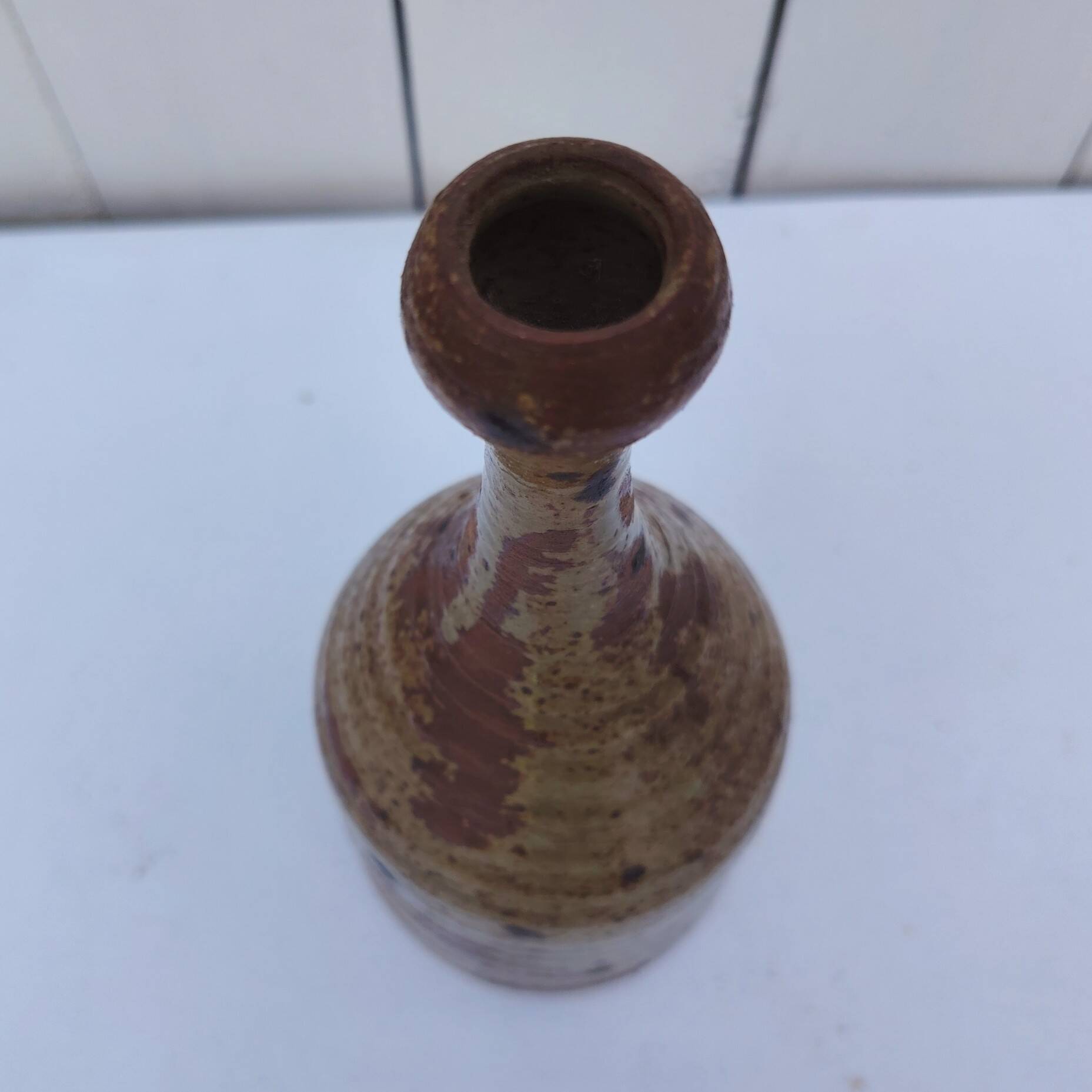 Vintage pyrite stoneware soliflore vase