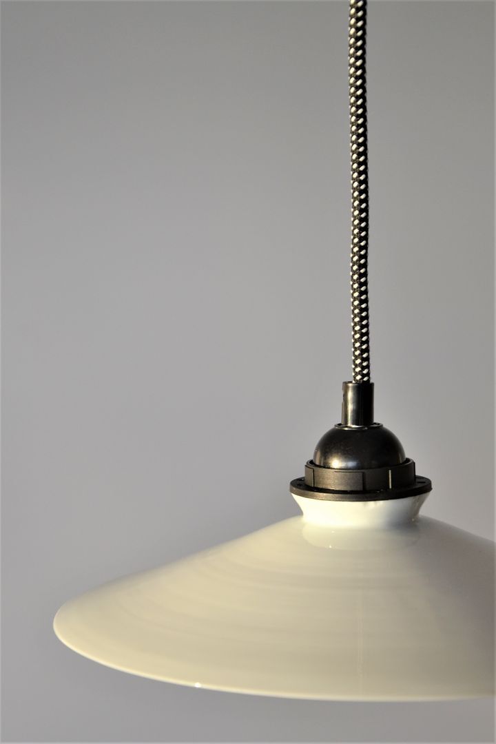 Vintage white opaline pendant lamp and retro cord