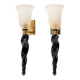 Pair of Italian Murano Glass  Sconces with Gold Dust Inclusions and Brass