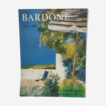 Affiche originale exposition Bardone galerie Taménaga Paris 1988