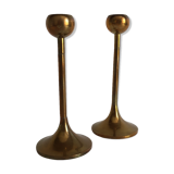 Pair of Scandinavian candlesticks in solid brass