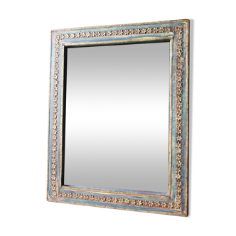 Handcrafted wooden mirror, metal décor 38x30cm